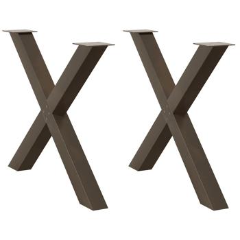 ARDEBO.de - Esstischbeine X-Form 2 Stk. Naturstahl 90x(72-73) cm Stahl
