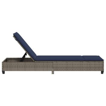 Sonnenliege mit Auflagen Grau 55x200x25,5cm Poly Rattan