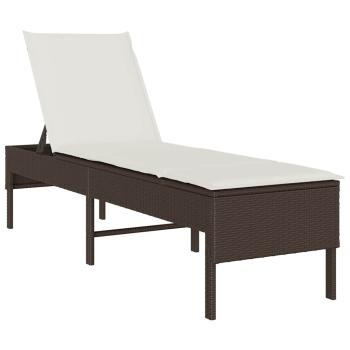 Sonnenliege mit Auflage Braun 55x200x44 cm Poly Rattan