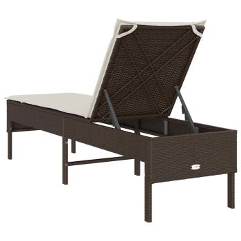 Sonnenliege mit Auflage Braun 55x200x44 cm Poly Rattan