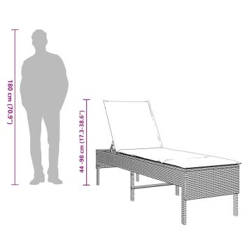 Sonnenliege mit Auflage Braun 55x200x44 cm Poly Rattan