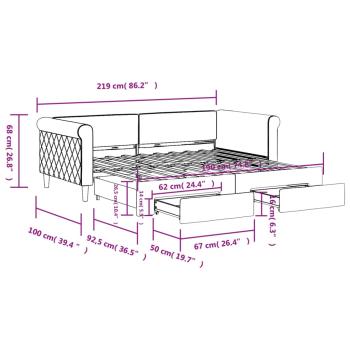 Tagesbett Ausziehbar mit Schubladen Dunkelgrau 90x190 cm Samt