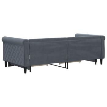 Tagesbett Ausziehbar mit Schubladen Dunkelgrau 90x190 cm Samt