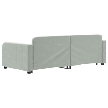 Tagesbett Ausziehbar mit Schubladen Hellgrau 90x190 cm Samt