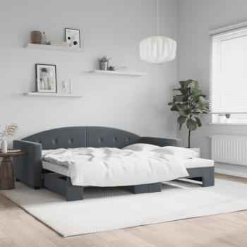 ARDEBO.de - Tagesbett Ausziehbar Dunkelgrau 90x190 cm Samt