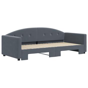 Tagesbett Ausziehbar Dunkelgrau 90x190 cm Samt
