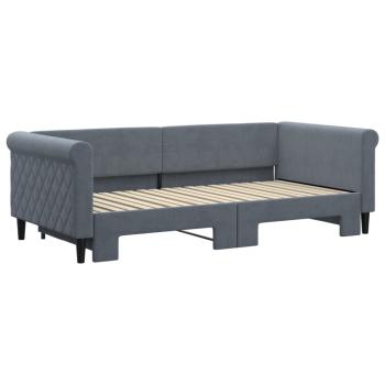 Tagesbett Ausziehbar Dunkelgrau 90x190 cm Samt