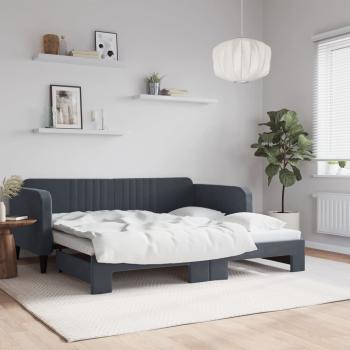 ARDEBO.de - Tagesbett Ausziehbar Dunkelgrau 90x190 cm Samt