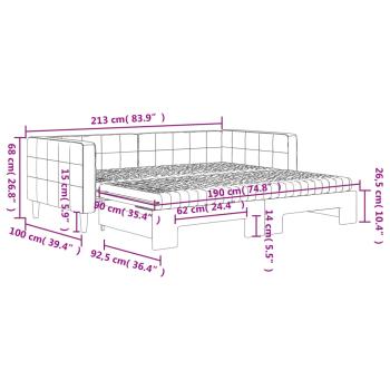 Tagesbett Ausziehbar mit Matratzen Hellgrau 90x190 cm Samt