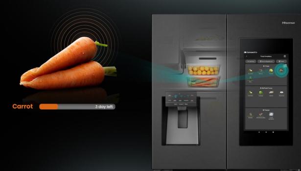 Hisense RQ760N4IFE Stand Side by Side Kombination MultiDoor, 91,4 cm breit, 577 L, Total NoFrost, Wasser-/Eisspender, Festwasseranschluss, WLAN, Schwarz Inox