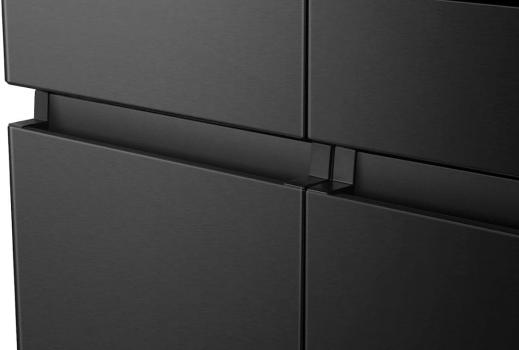 Hisense RQ760N4IFE Stand Side by Side Kombination MultiDoor, 91,4 cm breit, 577 L, Total NoFrost, Wasser-/Eisspender, Festwasseranschluss, WLAN, Schwarz Inox
