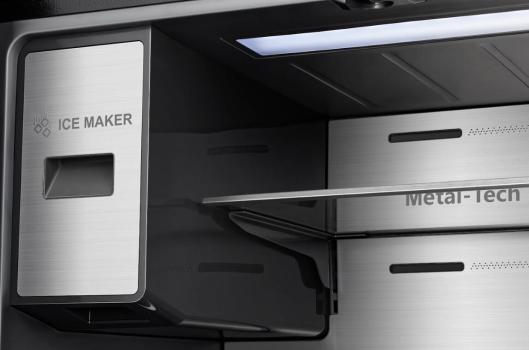 Hisense RQ760N4IFE Stand Side by Side Kombination MultiDoor, 91,4 cm breit, 577 L, Total NoFrost, Wasser-/Eisspender, Festwasseranschluss, WLAN, Schwarz Inox