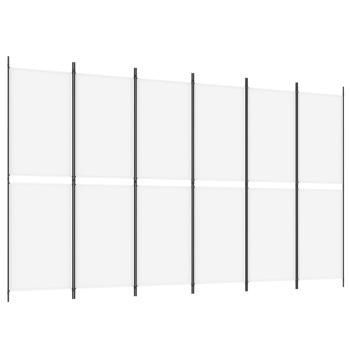 6-tlg. Paravent Weiß 300x180 cm Stoff