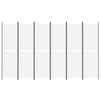 6-tlg. Paravent Weiß 300x180 cm Stoff