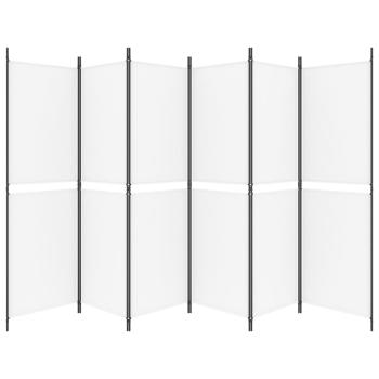 6-tlg. Paravent Weiß 300x180 cm Stoff