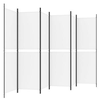 6-tlg. Paravent Weiß 300x180 cm Stoff