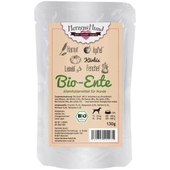 Herzenshund Bio Ente mit Bio Gemüse 130g (Menge: 18 je Bestelleinheit)