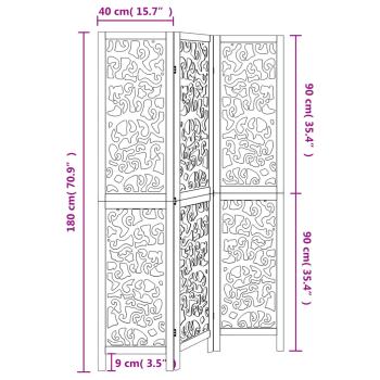 3-tlg. Raumteiler Weiß Massivholz Paulownia
