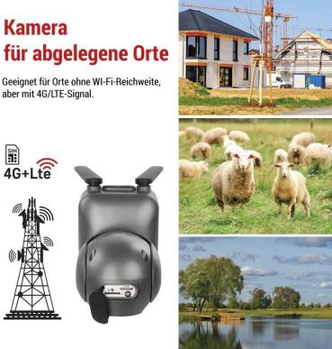 EMOS H4058 GoSmart rotierende Outdoor IP-Kamera, 4G/LTE, IP-6000, OWL, grau (3024040580)