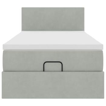 Ottoman-Bett mit Matratze Hellgrau 100x200 cm Samt