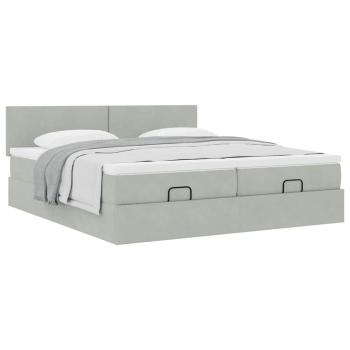 Ottoman-Bett mit Matratzen Hellgrau 200x200 cm Samt