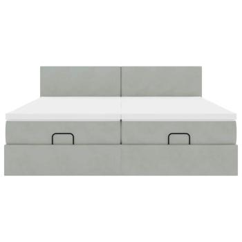 Ottoman-Bett mit Matratzen Hellgrau 200x200 cm Samt
