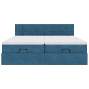 Ottoman-Bett mit Matratzen & LEDs Dunkelblau 180x200 cm Samt