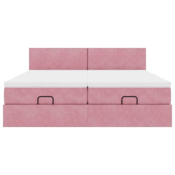 Ottoman-Bett mit Matratzen & LEDs Rosa 180x200 cm Samt