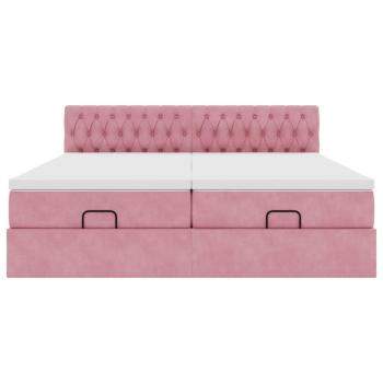 ARDEBO.de - Ottoman-Bett mit Matratzen & LEDs Rosa 180x200 cm Samt