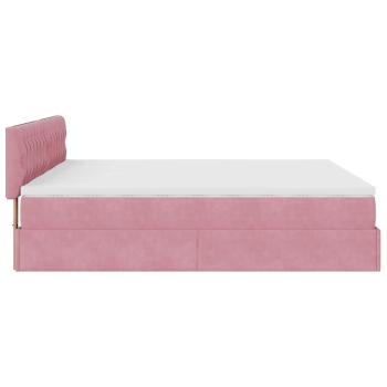 Ottoman-Bett mit Matratzen & LEDs Rosa 180x200 cm Samt