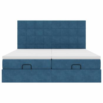 Ottoman-Bett mit Matratzen Dunkelblau 180x200 cm Samt