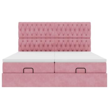 Ottoman-Bett mit Matratzen Rosa 180x200 cm Samt