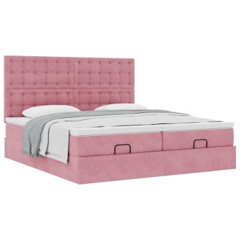Ottoman-Bett mit Matratzen Rosa 180x200 cm Samt