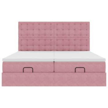 Ottoman-Bett mit Matratzen Rosa 180x200 cm Samt
