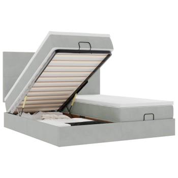 Ottoman-Bett mit Matratzen & LEDs Hellgrau 200x200 cm Samt