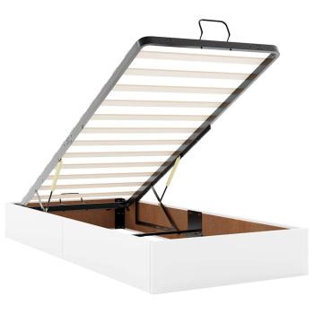 Ottoman-Bett mit Matratzen & LEDs Reinweiß 180x200cm Kunstleder