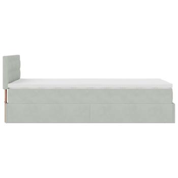 Ottoman-Bett mit Matratze Hellgrau 100x200 cm Samt