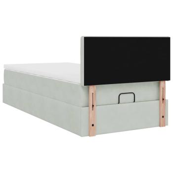 Ottoman-Bett mit Matratze Hellgrau 100x200 cm Samt