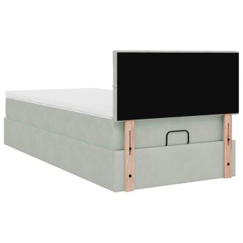 Ottoman-Bett mit Matratze Hellgrau 100x200 cm Samt