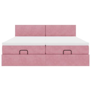 Ottoman-Bett mit Matratzen Rosa 180x200 cm Samt