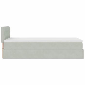Ottoman-Bett mit Matratze & LEDs Hellgrau 100x200 cm Samt