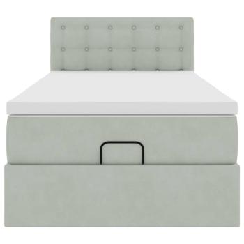 Ottoman-Bett mit Matratze & LEDs Hellgrau 100x200 cm Samt