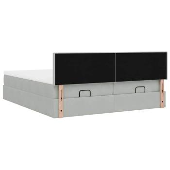 Ottoman-Bett mit Matratzen & LEDs Hellgrau 200x200 cm Samt