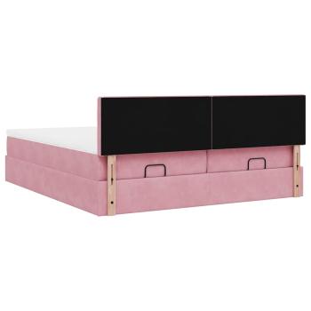 Ottoman-Bett mit Matratzen & LEDs Rosa 180x200 cm Samt