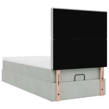Ottoman-Bett mit Matratzen Hellgrau 100x200 cm Samt