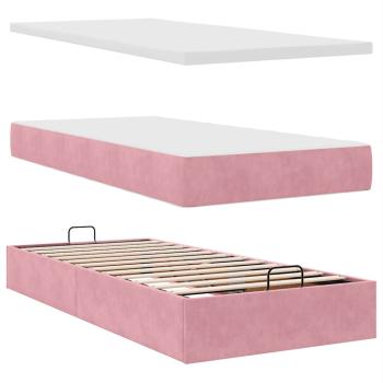 Ottoman-Bett mit Matratzen & LEDs Rosa 180x200 cm Samt
