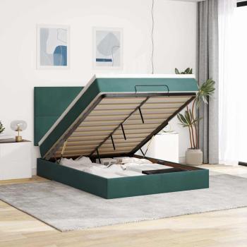 ARDEBO.de - Ottoman-Bett mit Matratzen Dunkelgrün 140x200 cm Samt
