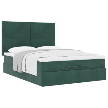 Ottoman-Bett mit Matratzen Dunkelgrün 140x200 cm Samt