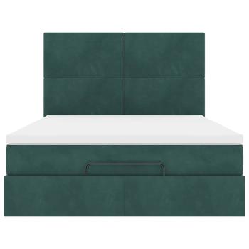 Ottoman-Bett mit Matratzen Dunkelgrün 140x200 cm Samt