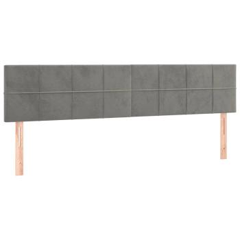 Ottoman-Bett mit Matratzen & LEDs Hellgrau 200x200 cm Samt